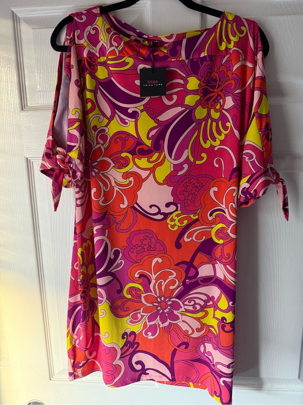 Trina Turk orange pink floral beach summer dress size M